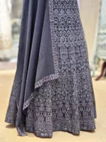 Dark Gray Kashmiri Embroidered Georgette Anarkali Gown EXC8487 - Patel Brothers NX 10