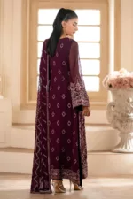 Deep Purple Wine Chiffon Unstitched Suit with Rich Fancy Embroidery - Patel Brothers NX 8