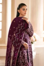 Deep Purple Wine Chiffon Unstitched Suit with Rich Fancy Embroidery - Patel Brothers NX 10