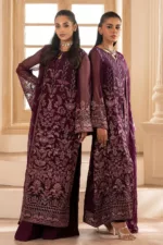 Deep Purple Wine Chiffon Unstitched Suit with Rich Fancy Embroidery - Patel Brothers NX 9