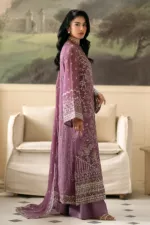 Dark Lilac Chiffon Unstitched Suit with Intricate Modern Embroidery - Patel Brothers NX 14