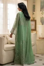 Whisper Mint Chiffon Unstitched Suit with Intricate Embroidery in Classic Style - Patel Brothers NX 15