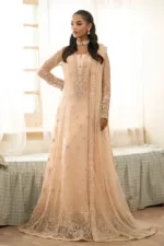 Peach Chiffon Embroidered Long Unstitched Suit with Intricate Detailing - Patel Brothers NX 9