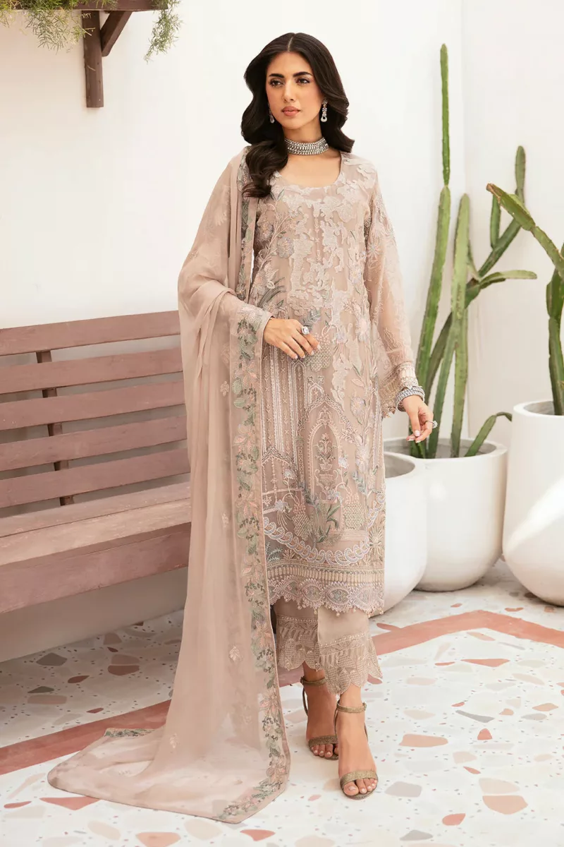 Unstitched Chiffon 3-Piece Suit By Ramsha F-2601 - Patel Brothers NX 3