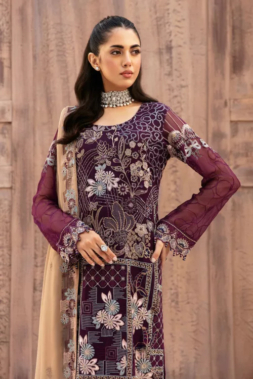 Unstitched Chiffon 3-Piece Suit By Ramsha F-2604 - Patel Brothers NX 2