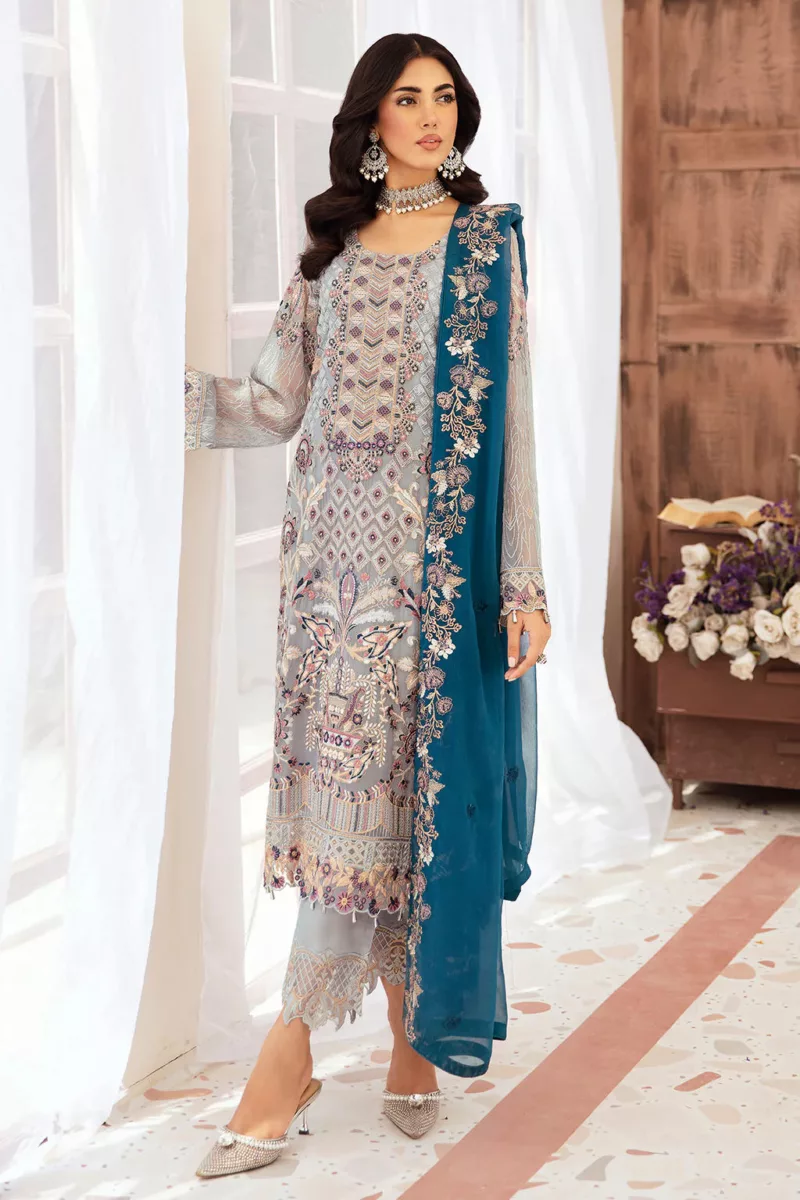 Unstitched Chiffon 3-Piece Suit By Ramsha F-2609 - Patel Brothers NX 3