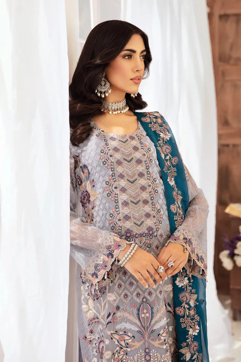 Unstitched Chiffon 3-Piece Suit By Ramsha F-2609 - Patel Brothers NX 4