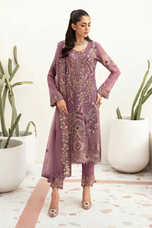 Unstitched Chiffon 3-Piece Suit By Ramsha F-2610 - Patel Brothers NX