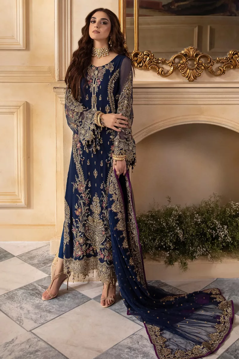 3-Pc Unstitched Premium Luxury Handwork Chiffon Suit with Embroidered Net Dupatta – DJW4-01 - Patel Brothers NX 3