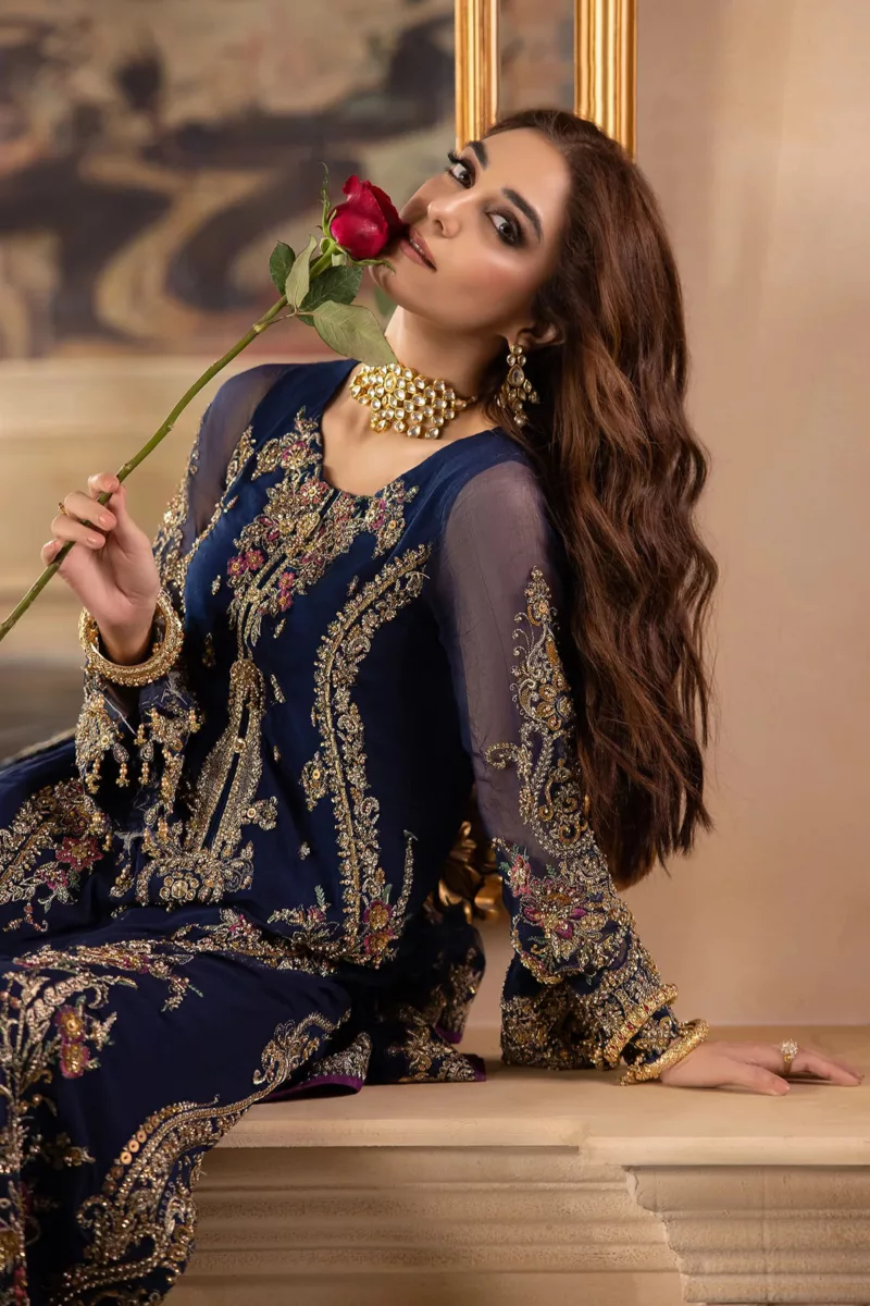 3-Pc Unstitched Premium Luxury Handwork Chiffon Suit with Embroidered Net Dupatta – DJW4-01 - Patel Brothers NX 8