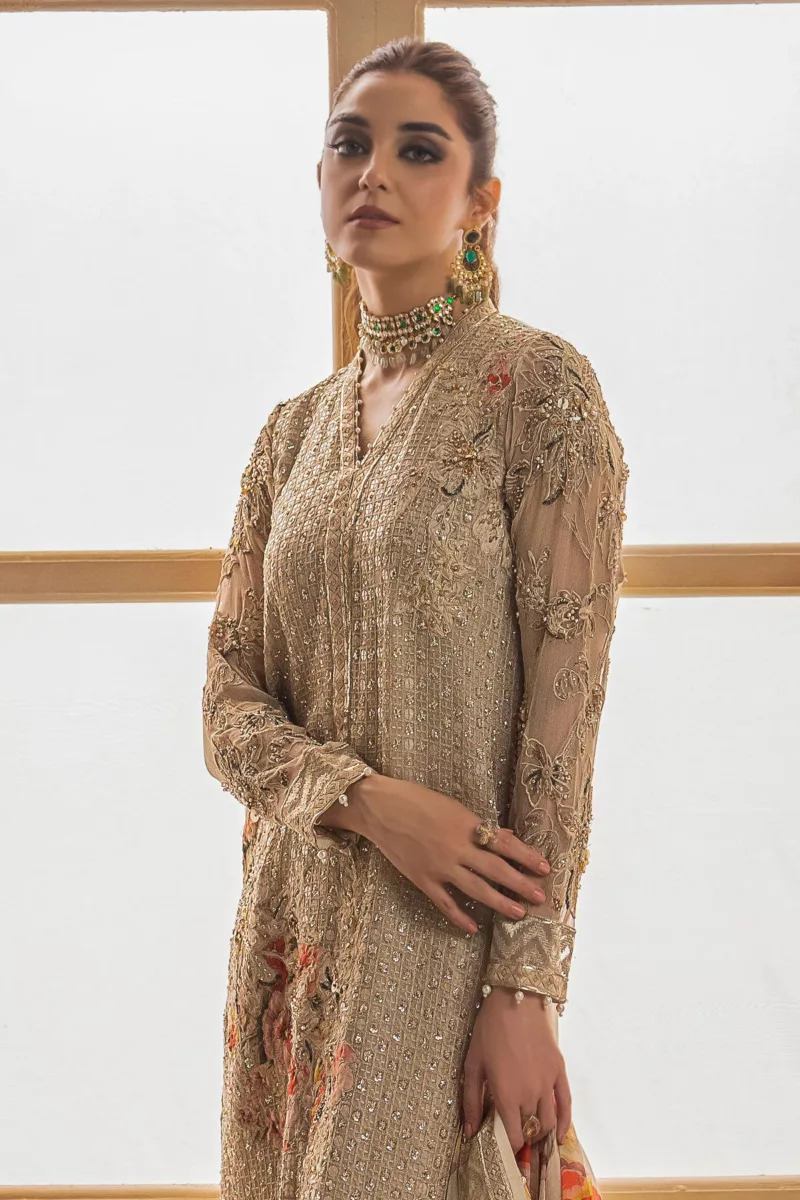 3-Pc Unstitched Premium Luxury Handwork Chiffon Suit with Embroidered & Printed Dupatta – DJW4-05 - Patel Brothers NX 13