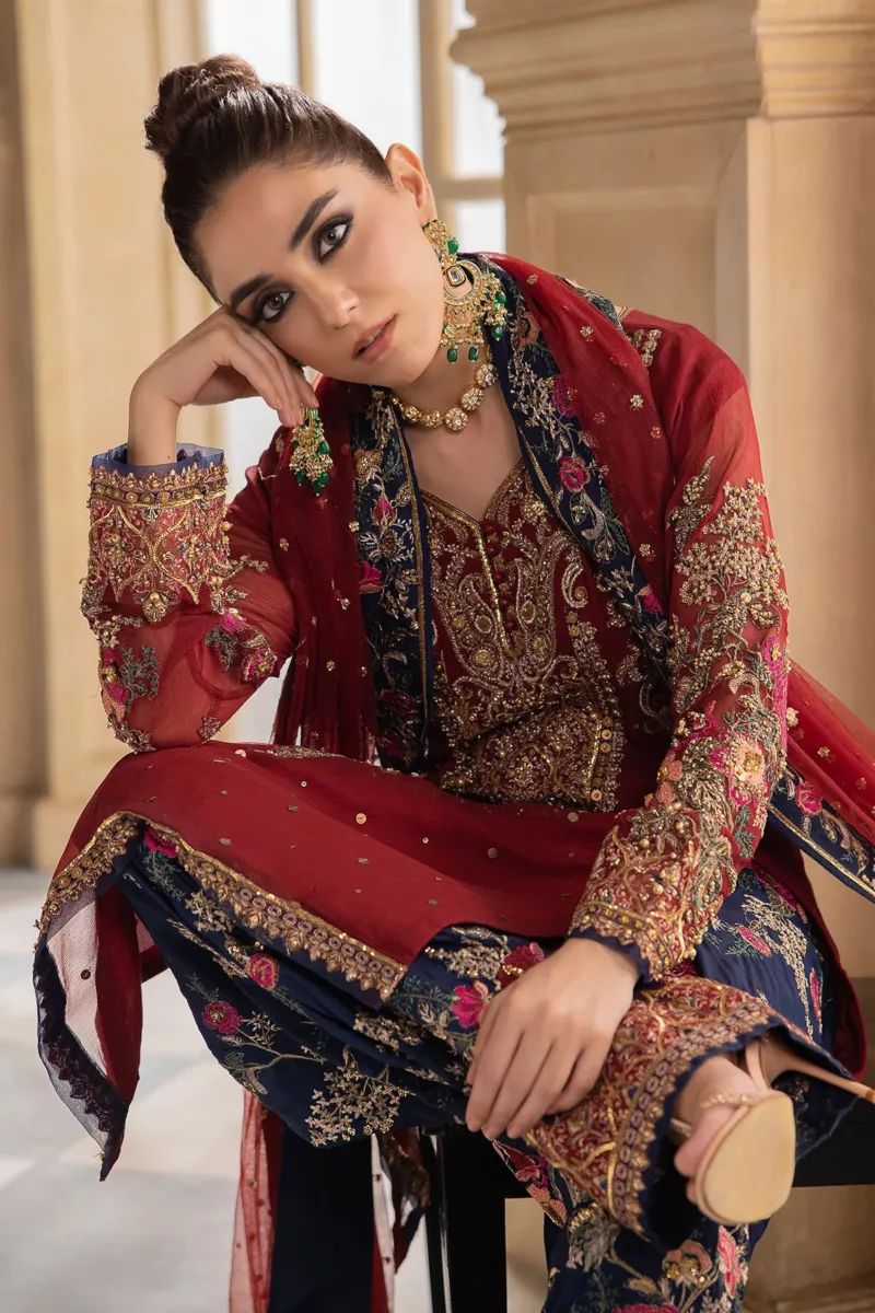 3-Pc Unstitched Premium Luxury Chiffon Suit with Handwork Embroidery & Embroidered Net Dupatta – DJW4-02 - Patel Brothers NX 7