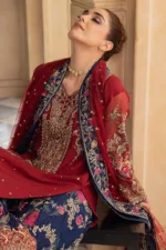 3-Pc Unstitched Premium Luxury Chiffon Suit with Handwork Embroidery & Embroidered Net Dupatta – DJW4-02 - Patel Brothers NX 16