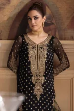 3-Pc Unstitched Premium Luxury Handwork Chiffon Suit with Embroidered Organza Dupatta – DJW4-06 - Patel Brothers NX 19