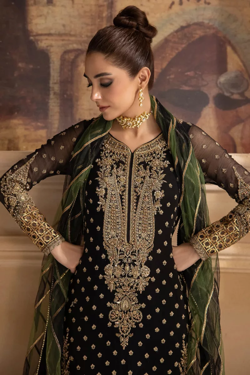 3-Pc Unstitched Premium Luxury Handwork Chiffon Suit with Embroidered Organza Dupatta – DJW4-06 - Patel Brothers NX 11