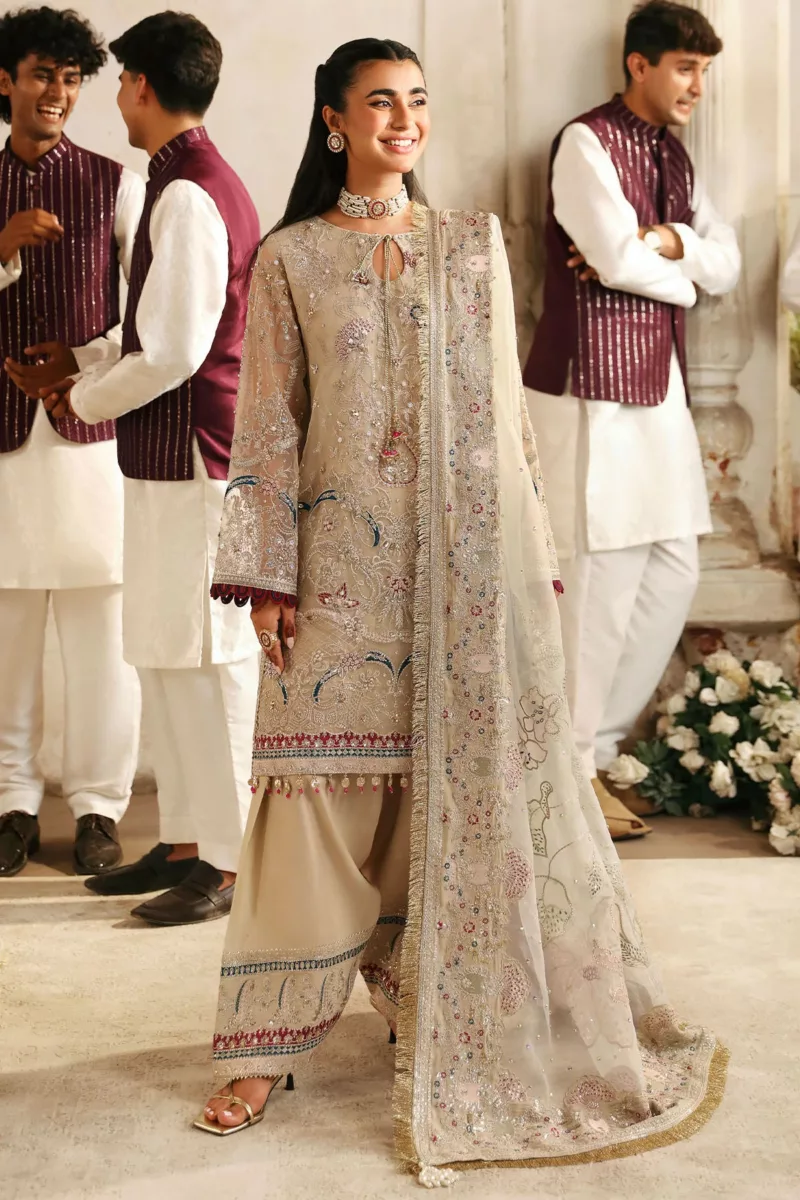 Nureh Unstitched Pakistani Suit – NL-72 CHANDNI (Ivory Cream) - Patel Brothers NX 3