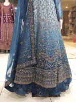 Royal Blue Shaded Net Zari Thread Embroidered Bridal Gown with 3-Layer Frill PB-1247 - Patel Brothers NX 9