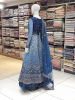 Royal Blue Shaded Net Zari Thread Embroidered Bridal Gown with 3-Layer Frill PB-1247 - Patel Brothers NX 8