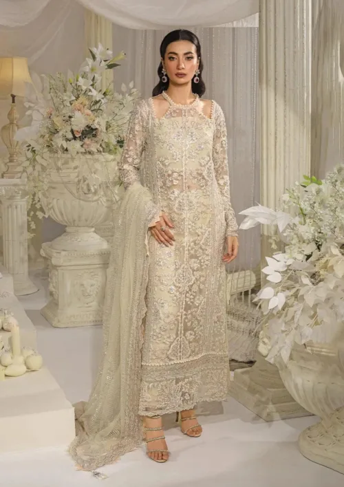 3-Pc Unstitched Premium Luxury Handwork Chiffon Suit with Embroidered Organza Dupatta – DJW4-04 - Patel Brothers NX 28