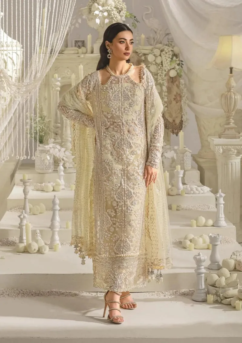 Luxury Formal Dress in Ivory (Unstitched) EFE-01 AURA - Patel Brothers NX 6