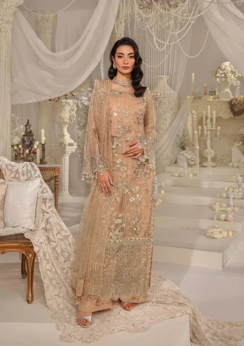 Luxury Formal Dress in Elegant Peach (Unstitched) EFE-06 ZYVA - Patel Brothers NX 4