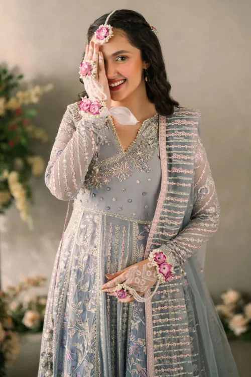 Ice Blue Mastani Luxury Chiffon Collection – Ezza by Mushq - Patel Brothers NX 2