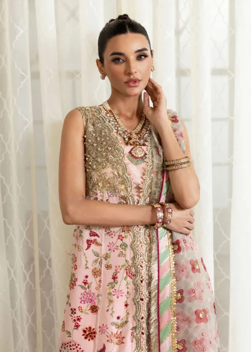 Rose Pink Unstitched Wedding by Crimson X Saira Shakira ’24 | Crystal Chinoiserie CW24-D6 - Patel Brothers NX 9