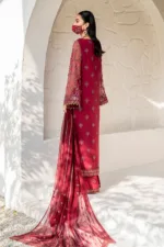 Crimson Red 3-Pc Unstitched Embroidered Chiffon Suit By Naqsh | S-1402 - Patel Brothers NX 9