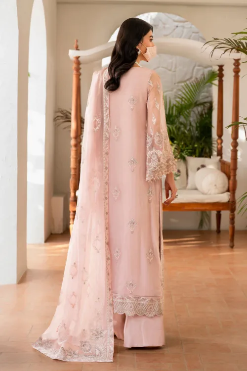 Light Pink 3-Pc Unstitched Embroidered Chiffon Suit By Naqsh | S-1403 - Patel Brothers NX 2