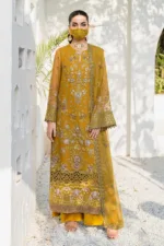 Mustard Gold 3-Pc Unstitched Embroidered Chiffon Suit By Naqsh | S-1404 - Patel Brothers NX 9