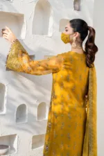 Mustard Gold 3-Pc Unstitched Embroidered Chiffon Suit By Naqsh | S-1404 - Patel Brothers NX 13