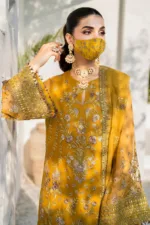 Mustard Gold 3-Pc Unstitched Embroidered Chiffon Suit By Naqsh | S-1404 - Patel Brothers NX 14