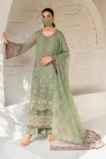 Chartreuse Green 3-Pc Unstitched Embroidered Chiffon Suit By Naqsh | S-1406 - Patel Brothers NX 14