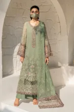 Chartreuse Green 3-Pc Unstitched Embroidered Chiffon Suit By Naqsh | S-1406 - Patel Brothers NX 11