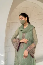 Chartreuse Green 3-Pc Unstitched Embroidered Chiffon Suit By Naqsh | S-1406 - Patel Brothers NX 16