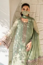 Chartreuse Green 3-Pc Unstitched Embroidered Chiffon Suit By Naqsh | S-1406 - Patel Brothers NX 18