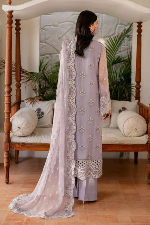 Light Lavender 3-Pc Unstitched Embroidered Chiffon Suit By Naqsh | S-1408 - Patel Brothers NX 2