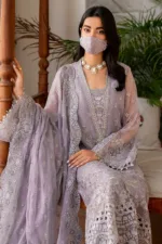 Light Lavender 3-Pc Unstitched Embroidered Chiffon Suit By Naqsh | S-1408 - Patel Brothers NX 12