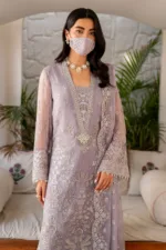 Light Lavender 3-Pc Unstitched Embroidered Chiffon Suit By Naqsh | S-1408 - Patel Brothers NX 11