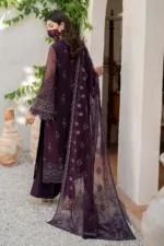 Dark Plum 3-Pc Unstitched Embroidered Chiffon Suit By Naqsh | S-1409 - Patel Brothers NX 10