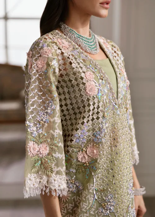 Pistachio Green Unstitched Wedding by Crimson X Saira Shakira ’24 | Sparkle Cascade CW24-D3 - Patel Brothers NX 2