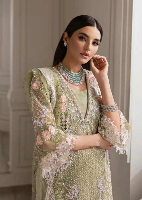 Pistachio Green Unstitched Wedding by Crimson X Saira Shakira ’24 | Sparkle Cascade CW24-D3 - Patel Brothers NX 3