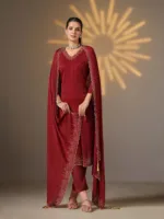 Glitter by Vipul Fashion | Soft Satin Chiffon Party Wear Salwar Kameez with Heavy Swarovski Work | VPL-6051 - Patel Brothers NX 7