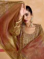 Nayaab by Kimora Heer | Pure Muslin Silk Salwar Suit with Banarasi Zari & Pitta Embroidery | KMR-9541 - Patel Brothers NX 8