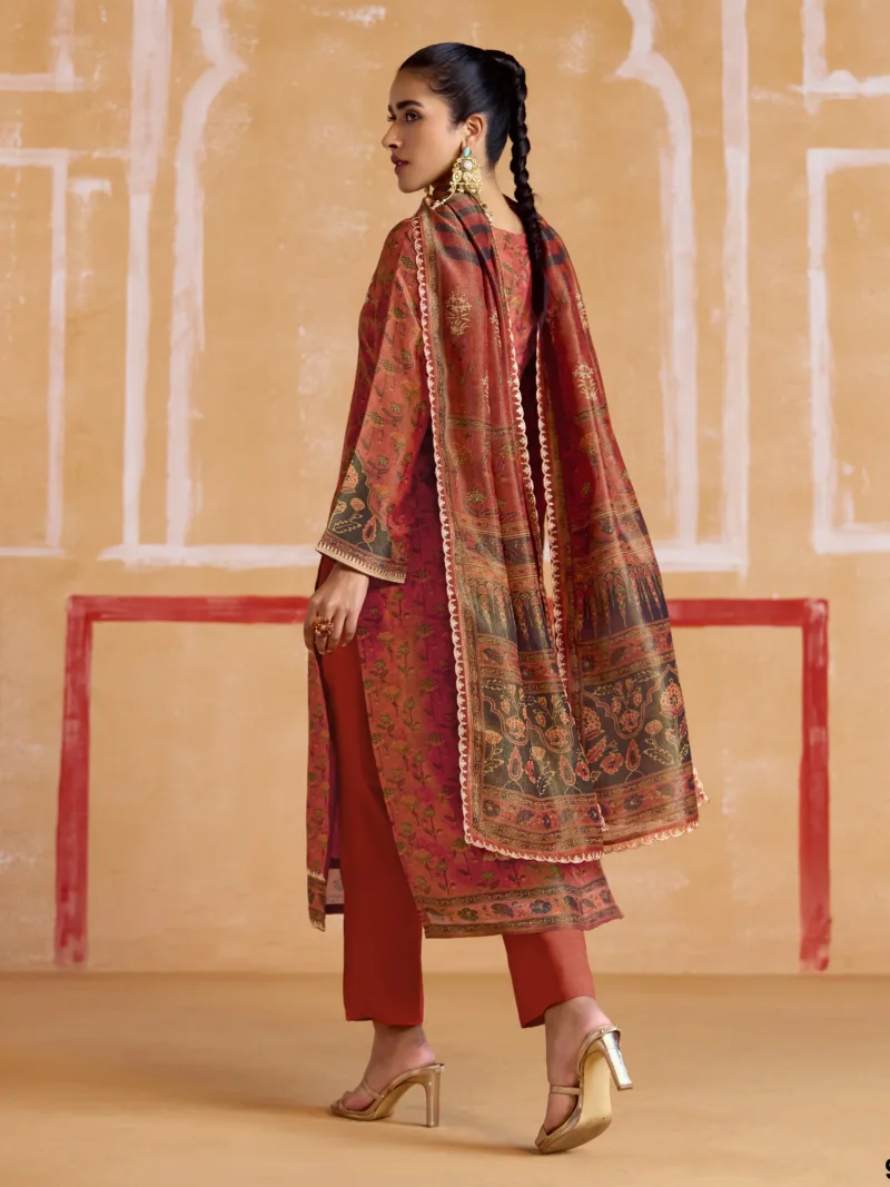 Nayaab by Kimora Heer | Pure Muslin Silk Salwar Suit with Banarasi Zari & Pitta Embroidery | KMR-9546 - Patel Brothers NX 5