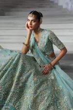 Turquoise Unstitched Hand-Embellished Lehenga Choli by Afrozeh | Amore – The Brides Edit 848 - Patel Brothers NX 18