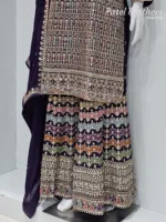 Dark Purple Embroidered Chinon Chiffon 3PC Set | Luxury Formal Wear 3592 A - Patel Brothers NX 9