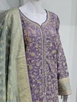 Pure Shimmer Tissue Lilac Purple Suit – Traditional Elegance with Handcrafted Details  |  3586 B - Patel Brothers NX 11