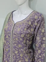 Pure Shimmer Tissue Lilac Purple Suit – Traditional Elegance with Handcrafted Details  |  3586 B - Patel Brothers NX 14