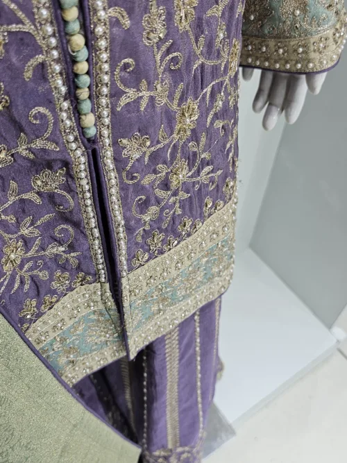 Pure Shimmer Tissue Lilac Purple Suit – Traditional Elegance with Handcrafted Details  |  3586 B - Patel Brothers NX 3